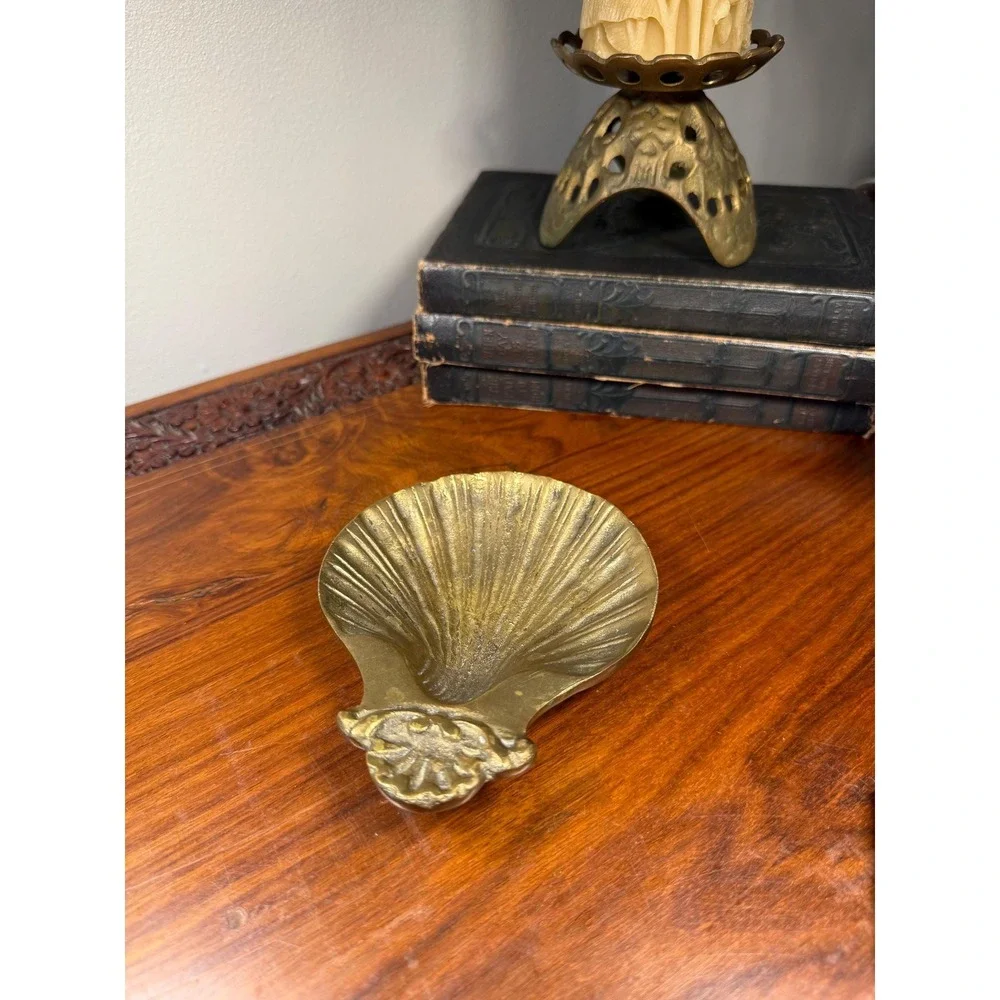 Vintage Brass Shell Trinket Dish
